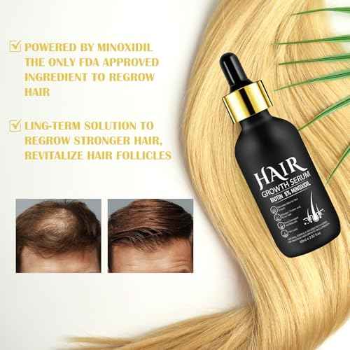 5% Minoxidil for Men Hair & Beard, Minoxidil for Women Hair Growth Oil, Topical Hair Regrowth Treatments Beats Hair Loss, Revitalizes Hair Follicle, 2 Oz 1 Month Supply