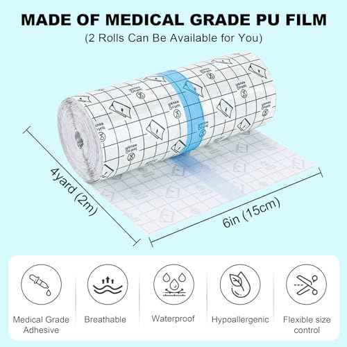 Tattoo Aftercare Bandage Autdor 2 Rolls 6"x 2 Yard Second Skin Tattoo Cover Up Patch Waterproof Tattoo Bandages Breathable Tattoo Cover Up Tape Transparent Tattoo Wrap for Tattoo Cover Protection Film