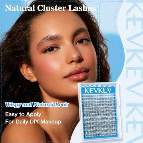 KEVKEV Wispy Lash Clusters Ultra-Thin Band Natural Eyelash Clusters 8-16mm Soft Cluster Eyelash Extensions Mix Length Ultra-Light Natural Look Natural Lash Clusters DIY Lash At Home(Wispy03)