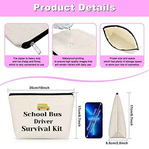Thank You Gift for School Bus Driver Makeup Bag Appreciation School Bus Driver Gift for Woman Birthday Retirement Thanksgiving Christmas New Year Gift End of Term Gift for Her Bus Driver
