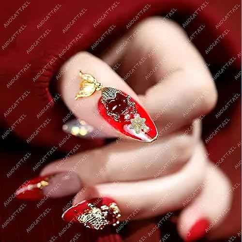 AUOCATTAIL 32PCS Snowflake Nail Rhinestones Christmas Nail Art Charm 3D Gems Crystals Diamonds Accessories for DIY Manicure Craft