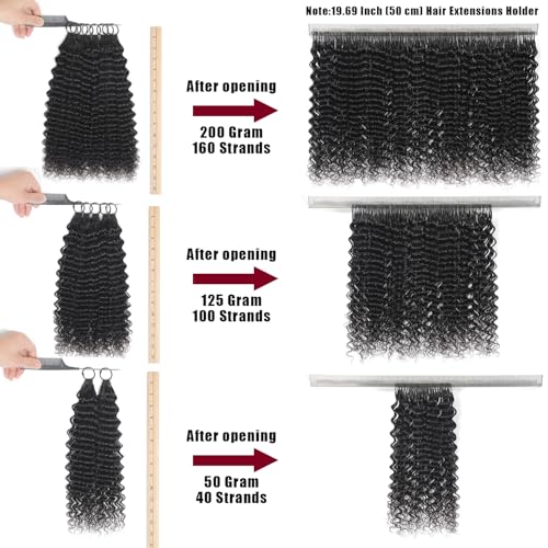 Human Crochet Hair for Black Women Deep wave Crochet Human Hair Bundles 18 Inch 50g Pre-Separated Feather Crochet Human Hair Deep Wavy Invisible Crochet Hair Extensions 40 Strands Natural Black