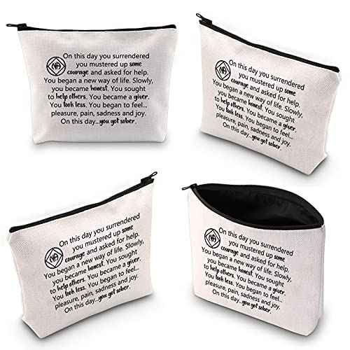 WCGXKO AA Gift NA Gift Addiction Recovery Sobriety Anniversary Zipper Pouch Makeup Bag for Step Sisters Sober Woman (got sober NA)