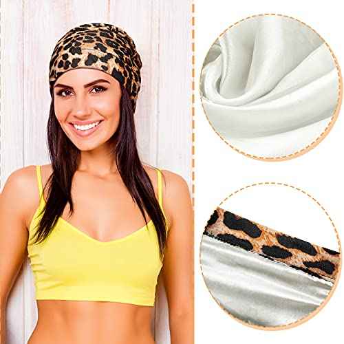 Sintege 6 Pcs Satin Lined Bonnet Sleep Chemo Hat Stretch Cancer Cap for Women Men Cancer Patient African Silk Soft Beanie(Elegant Patterns)