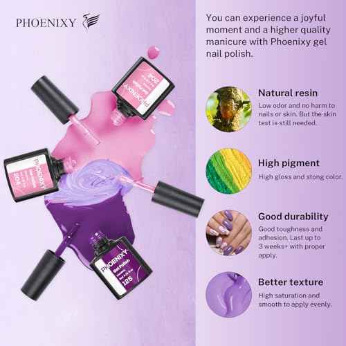 PHOENIXY 24 PCS Gel Nail Polish Set, Spring 21 Colors Gel Nail Polish Kit with Base Glossy Matte Top Coat Black Gray Red Nail Kit Gifts for Women