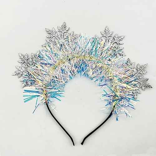 Soochat Snowflake Head Boppers Headband Glitter Christmas Snowflake Headband for Christmas Party Accessory (9.1 x 7.9 inch)