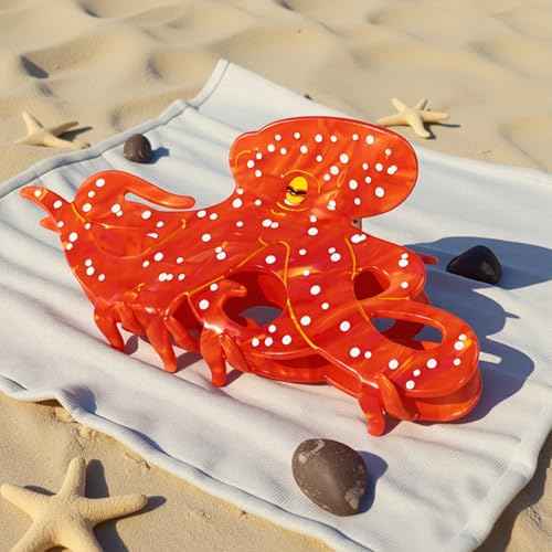 unique hair clips£ºocean animal octopus claw clips for women£¬novelty hair claw£¬acetate funky hair clips£¬fun claw clips for thick hair