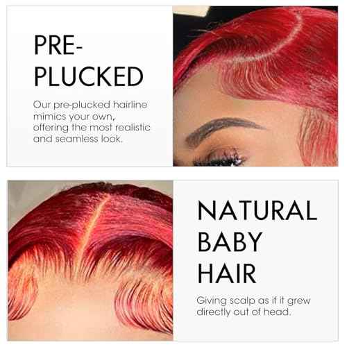 ELISHEVA Red Lace Front Wigs Human Hair Pre Plucked 30 Inch 16A 13x4 Red Wig Human Hair 200% Density Red HD Body Wave Lace Front Wigs Colored Glueless Frontal Wigs