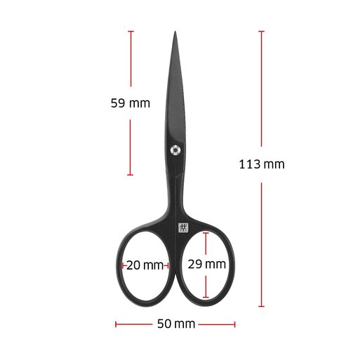 ZWILLING Beard Scissors (with extended handle width, scratch resistant, straight cutting edge and fine tip), Premium, Black, 4.5 inch