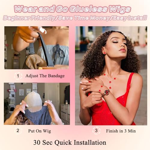 Closure Bob Wig Human Hair Chocolate Brown Glueless Wigs Human Hair Pre Plucked Pre Cut Short Glueless Wig Middle Part Curly Bob Wig Water Wave Lace Frontal Wigs Human Hair For Black Women 14Inch