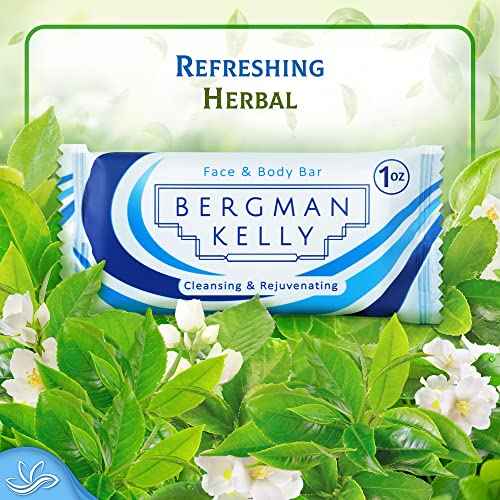 BERGMAN KELLY Hotel Toiletries Bundle (White Tea, 1 oz each, 200 Pieces) 4-Piece Set: 50 Rectangular Bar Soap, 50 Shampoo, 50 Conditioner & 50 Body Lotion - Bulk Mini Guest Amenities