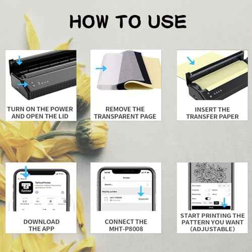Tattoo Stencil Printer Machine Bluetooth Thermal Wireless Tattoo Stencil Transfer Machine Copier Compatible with Android, iOS & Windows Thermal Tattoo Kit Tattoo Series for Tattoo Supplies