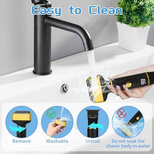 Electric Razor for Men Women,3 in 1 Travel Cordless Rechargeable Painless Foil Shaver with Led Display,Waterproof Wet & Dry Body Razors for Face Nose Ear Hair (Black)