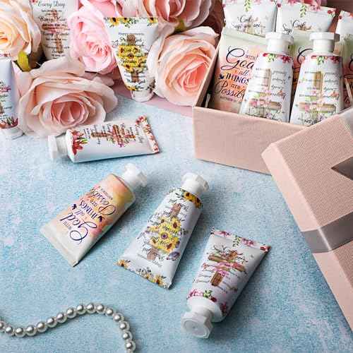 100 Pcs Christian Hand Cream Bulk Gifts for Women Breast Cancer Awareness Favors Bible Verse Lotion Scripture Travel Hand Lotion for Dry Cracked Bulk Religious Gifts for Women (Cross Style)