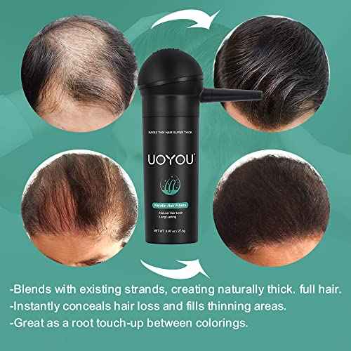 GREY Hair Fibers for Thinning Hair 27.5g Bottle with Applicator | Undetectable & Natural Keratin Hair Fibers Concealer for Hair Loss for Men and Women | Hair Building Fibres Powder [GREY]