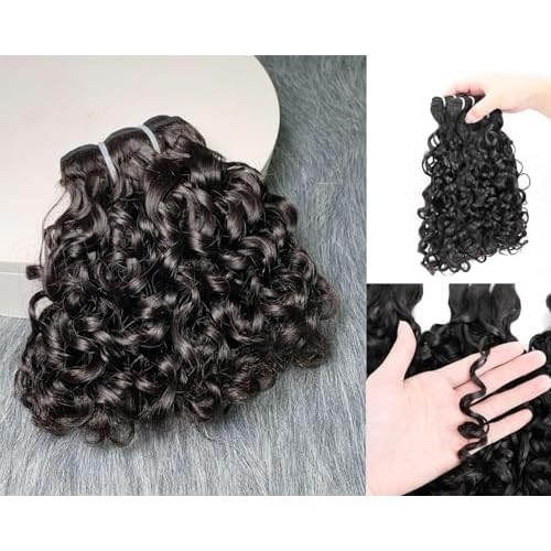 Sew In Hair Extensions Real Human Hair 8 Inch Curly Weft Hair Extensions Full Head Double Weft SDD Burmese Bone Straight Hair Single Bundle for Women 100g Natural Color (Curly,14inch)