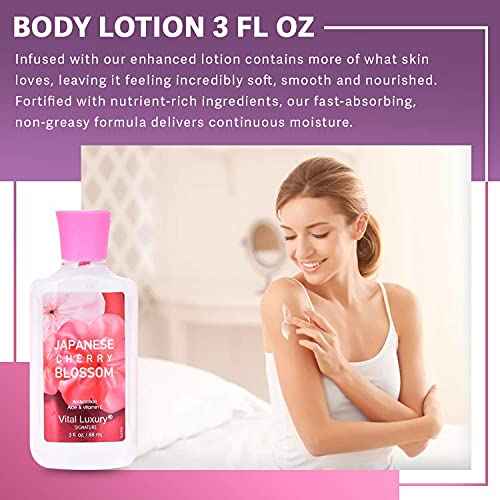Bath & Body Care Travel Set - Home Spa Set with Body Lotion, Shower Gel and Fragrance Mist, Personal Body Care Travel Set for Birthday Christmas New Year Gifts(Japanese Cherry Blossom)