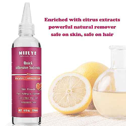MIILYE Tape in Extension Remover Spray 4OZ/120ml, Tape in Remover Lace Wig Glue Remover Fast Removes Double Sided Hair Extensions Tape & Hair Glue Residue| Gentle on Skin| No Greasy| Easy to Clean