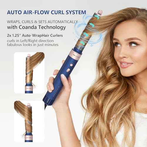 Hair Dryer Brush Professional Hair Multi-Stylers - MIRACOMB Ionic Hot Air Styling System with Auto Wrap Curlers, Brushless Motor, Intelligent Heat Control - Fast Drying - Versatile for All Hair Types