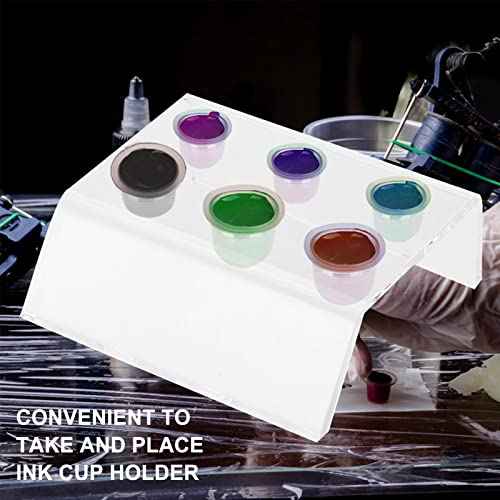 Tattoo Ink Cup Holder, Tattoo Ink Caps Holder 6 Holes Cup Holder Acrylic Tattoo Cap Holder Pigment Cup Holder Stand for Permanent Makeup Tools Tattoo Machine Supply