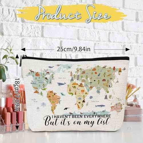 Travel Gifts for Women - Travel Makeup Bag, Traveler Gifts Accessories, Travel Must Have Essentials, I Haven't Been Everywhere But It's on My List Cosmetic Bag for Birthday Christmas Gift