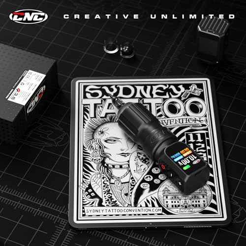 CNC Tattoo Machine Wireless Tattoo Gun Rotary Pen with 3200mAh Dual Batteries 3.5 Stroke Power Supply Digital LED Display Coreless Motor for Tattoo Professionals and Beginners CNC-M2-E77-1