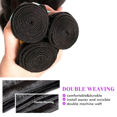 Body Wave Bundles Human Hair 20 22 24Inch Human Hair Raw Bundles 100% Unprocessed Brazilian Virgin Quick Weave Hair 3 Bundles for Black Women Natural Color