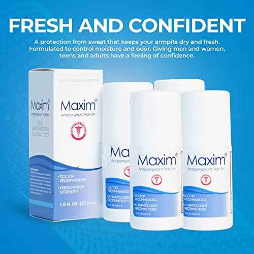 Maxim Clinical Strength Antiperspirant Deodorant for Women & Men, Anti-Sweat Deodorant, Prevent Sweat Armpits, Underarm Sweat Block Treatment, Protection to Keep Dry & Odor Free (4 Pack)