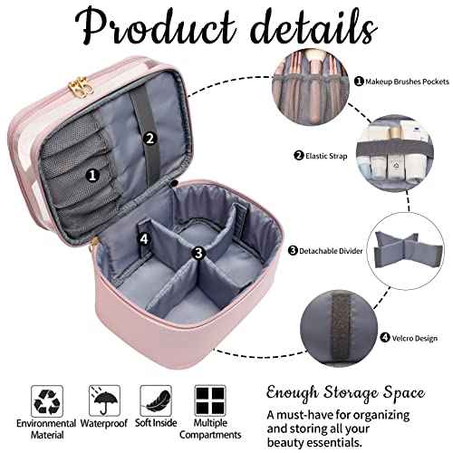 Makeup Bag,Leather Double Layer Large Makeups Organizer Bag,Travel Accessories Dorm Room Essentials Toiletry Bag for Women,Travel Essentials Cosmetic Bag Makeup Case,Mothers Day Gifts Graduation Gifts