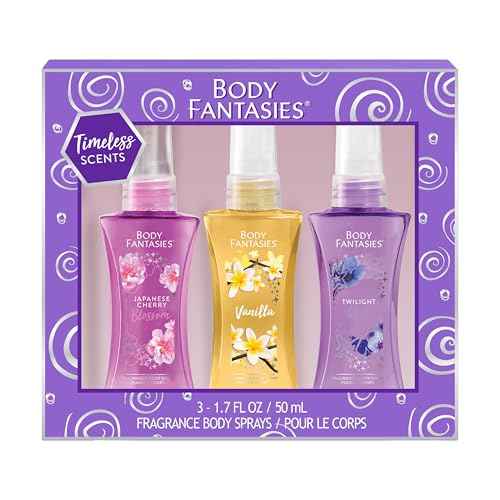 Body Fantasies Body Spray Holiday Gift Set for Her - 3 Piece Timeless Scents Sampler, Perfect for Stocking Stuffers