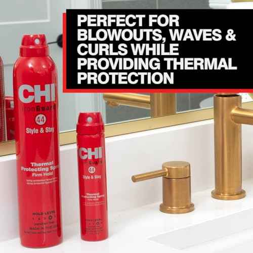 CHI 44 Iron Guard Style & Stay Firm Hold Protecting Spray, Heat Protectant & Hairspray for a Long-Lasting Hold, Sulfate & Paraben-Free, 10 Oz
