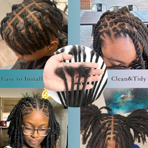 0.6cm 8 Inch Human Hair Locs Extensions 50 Strands Dreadlocs Extensions Real Human Hair Natural Black for Women Men Kids Full Handmade Permanent Human Hair Locs Can Be Dyed and Bleached