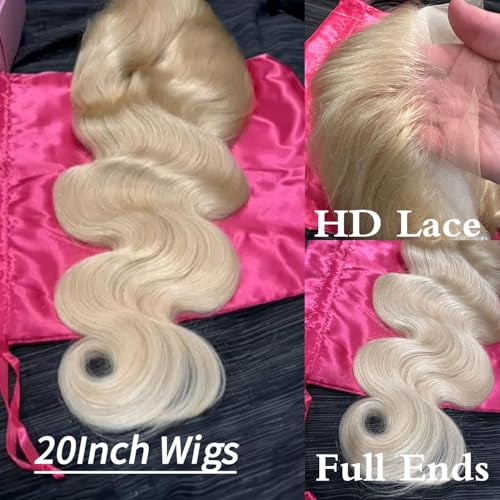 613 Lace Front Wig Human Hair 13x4 Light Blonde Color Lace Front Body Wave Wigs 613 HD Lace Frontal Wigs Human Hair Pre Plucked for Women(613 Color 13x4 Lace Front Wigs, 18 Inch)