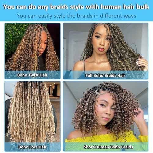 26 Inch Human Braiding Hair 4/27 Deep Wave Bulk For Boho Braids 100g Highlight Blonde 100% Curly Human Hair Wet And Wavy Water Wave Micro Braids