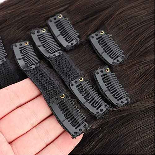 Clip in Hair Extensions Real Human Hair - 9pcs 130g Clip in Human Hair Extensions Straight Natural Soft Thick Remy Extensions Straight Human Hair 18inch Natural Color