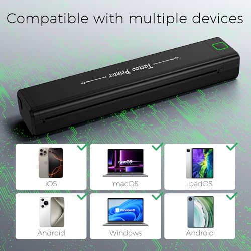 NEWYES Tattoo Stencil Printer Wireless Portable Tattoo Printer Kit Thermal Tattoo Machine for Tattoo Artists & Beginners, Matte Effect Clear Printing, Compatible with Mobile Phone, Pad, PC