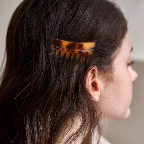 Hair Clips, 4 Pack French Comb or Women Decorative French Twist Hair Styling Accessories - Womens French Side Comb for Fine, Stylish Decorative Clips Tortoise, Brown