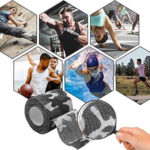 VideoPUP Tattoo Grip Cover Wrap,12PCS Disposable Cohesive Tattoo Grip Cover Elastic Bandage Handle Grip Tube for Tattoo Machine Tattoo Grip Accessories,Black&White Camouflage