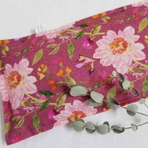 Eye Pillow with Flaxseed, Eucalyptus & Mint - Microwavable, Get Well Gift, Headache and Sinus Relief - Forest Floral