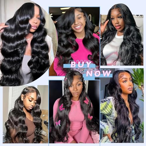 13x6 Lace Front Wigs Human Hair Body Wave Pre Plucked Pre Cut 200% Density Ear-To-Ear Frontal Half Wigs Human Hair Wear and Go Glueless Drawstring Wig 20 Inch