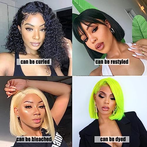 Karlami 5X5 Closure Bob Wig Human Hair Frontal Lace Wig Glueless Wigs Human Hair Pre Plucked Transparent Bob Lace Front Wigs for Women 150% Density