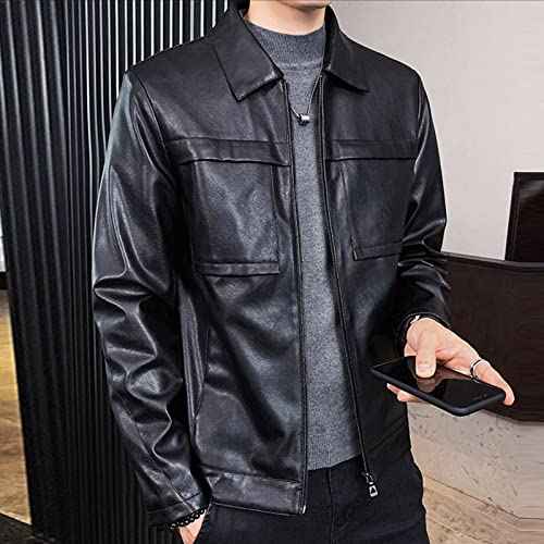 Men's Faux Leather Lambskin Biker Jacket Lightweight Vintage Motorcycle Outwear Classic PU Leather Jackets