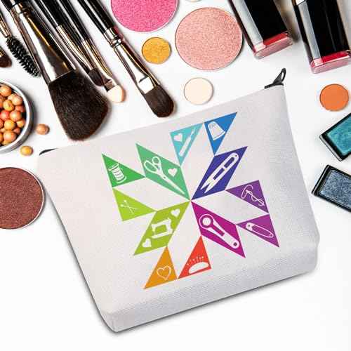 G2TUP Quilting Block Makeup Bag Quilter Gifts Quilt Square Zipper Bag Seamstresses Gifts Quilting Lover Zipper Bag (Quilting)