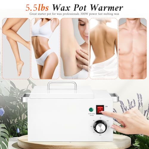 5.5 lbs Wax Pot Warmer Professional for Hair Removal,Large Wax Pot with 32-248¢µ(0-120¡É) Temperature Adjustment Settings for Home,Beauty Salon,Spa,Barber Shop,Gift