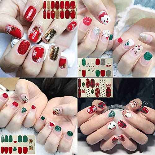 SILPECWEE 14 Sheets Nail Polish Strips Christmas Nail Wraps for Women Self Adhesive Nail Polish Stickers Gel Nail Strips Fingernails Stickers Holiday Nail Art Accessories with Nail File
