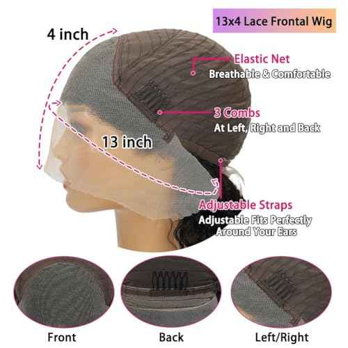 Short Bob Deep Wave Lace Front Wigs Human Hair 13x4 HD Lace Front Wigs Human Hair Pre Plucked Wet and Wavy Wigs for Women 180% Density Deep Curly Hair Wigs with Baby Hair