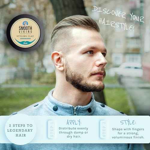 Smooth Viking Hair Clay for Men - Strong Hold, Hair Cream for Men, Clay Pomade for Men, Hair Paste for Men, Hair Styling Clay, Mens Hair Products, Hair Styling Products Matte Finish, Made in USA, 2oz