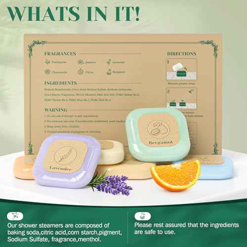 Shower Steamers, 6 Pack Set Shower Bombs Tablets in Presents Box for Women with 6 Fragrances with Shea Butter for Self-Care & Relaxation, Mother's Day, Christmas & Birthday Present