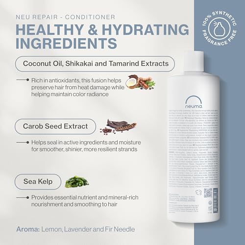 Neuma Neu Repair Conditioner - Protein Hair Treatment for Damaged Hair, Strengthens, Moisturizes, and Reduces Breakage Lemon, Lavender and Fir Needle Scent