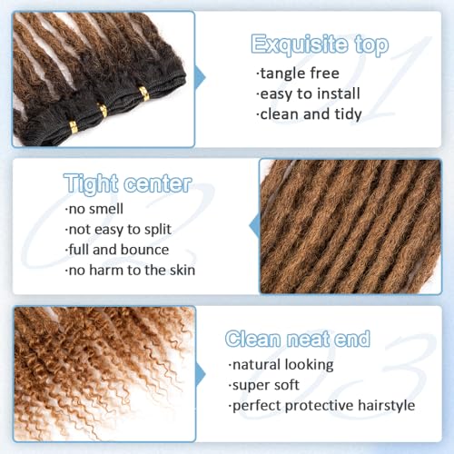 Originea 0.6cm 6-18 Inch 100% Human Hair Dreadlock Extensions Curly Ends Loc Extensions Human Hair For Women/Kids Handmade Permanent Loc Extensions Can Be Dyed Bleached Curled T27# 8 inch 30 Strands